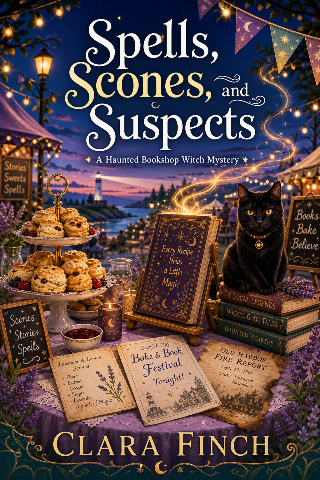 Spells, Scones, and Suspects by Clara Finch book cover